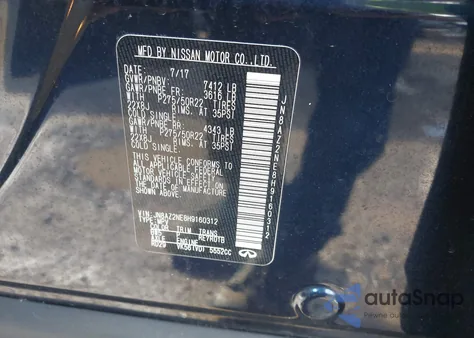 2017 Infiniti Qx80 из США, поврежденный, VIN JN8AZ2NE8H9160312